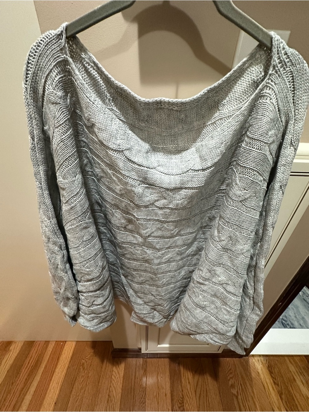 Gray Cable Knit Women's Sweater Oversized L